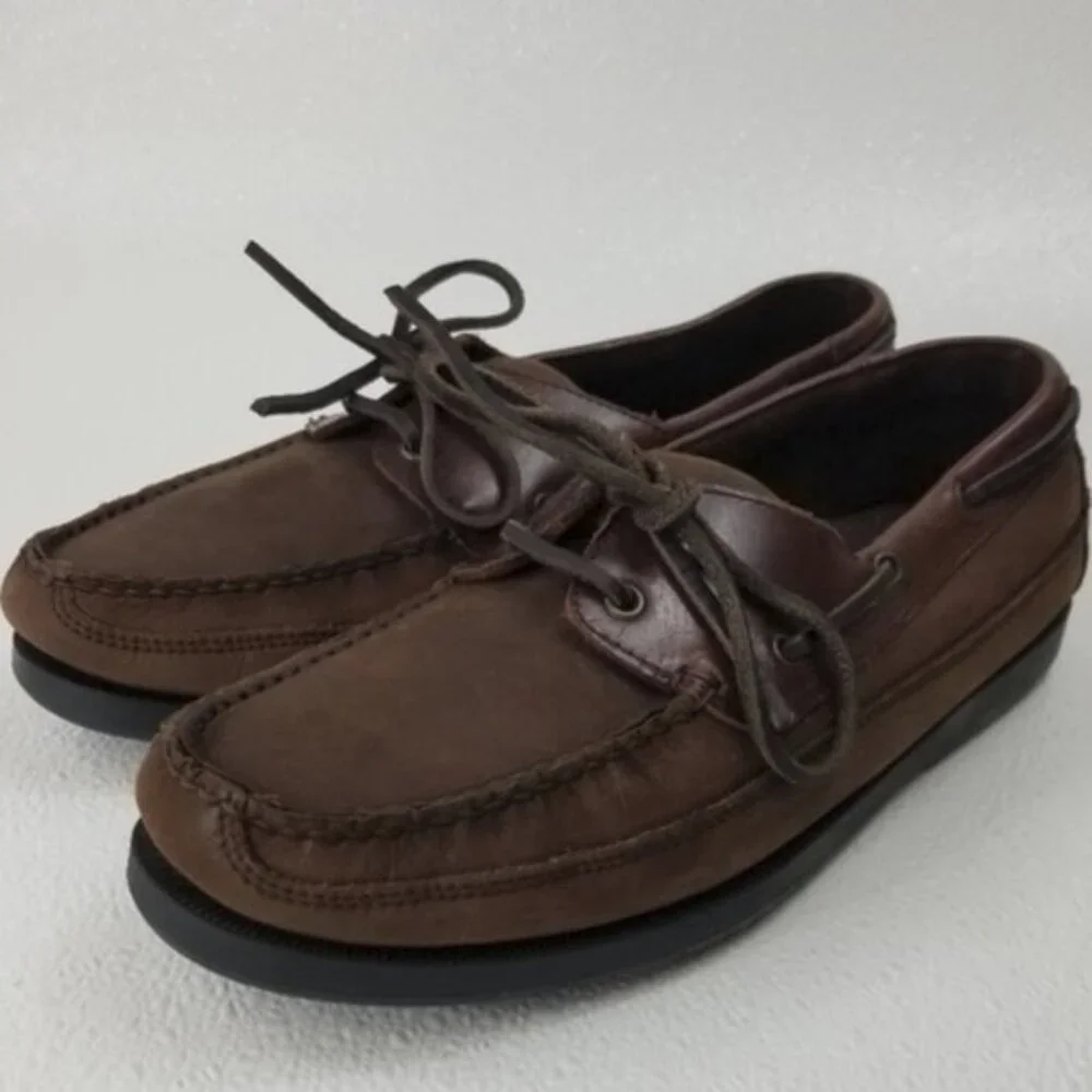 Brown Shoe Nubuck Leather Men's Casual Comfort Deck Boat Shoe Zapatos Size 10